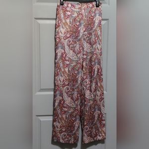 Zara Paisley Print Wide Leg Pant Size Small